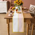thumbnail image 2 of Modern Pink Gold Table Runner - 72 Inch Long Minimalist Geometric Yellow Striped Cotton and Linen Blended Dress Scarves Farmhouse Table Runner for Kitchen Dining, Coffee Table, 13" x 72", 2 of 8