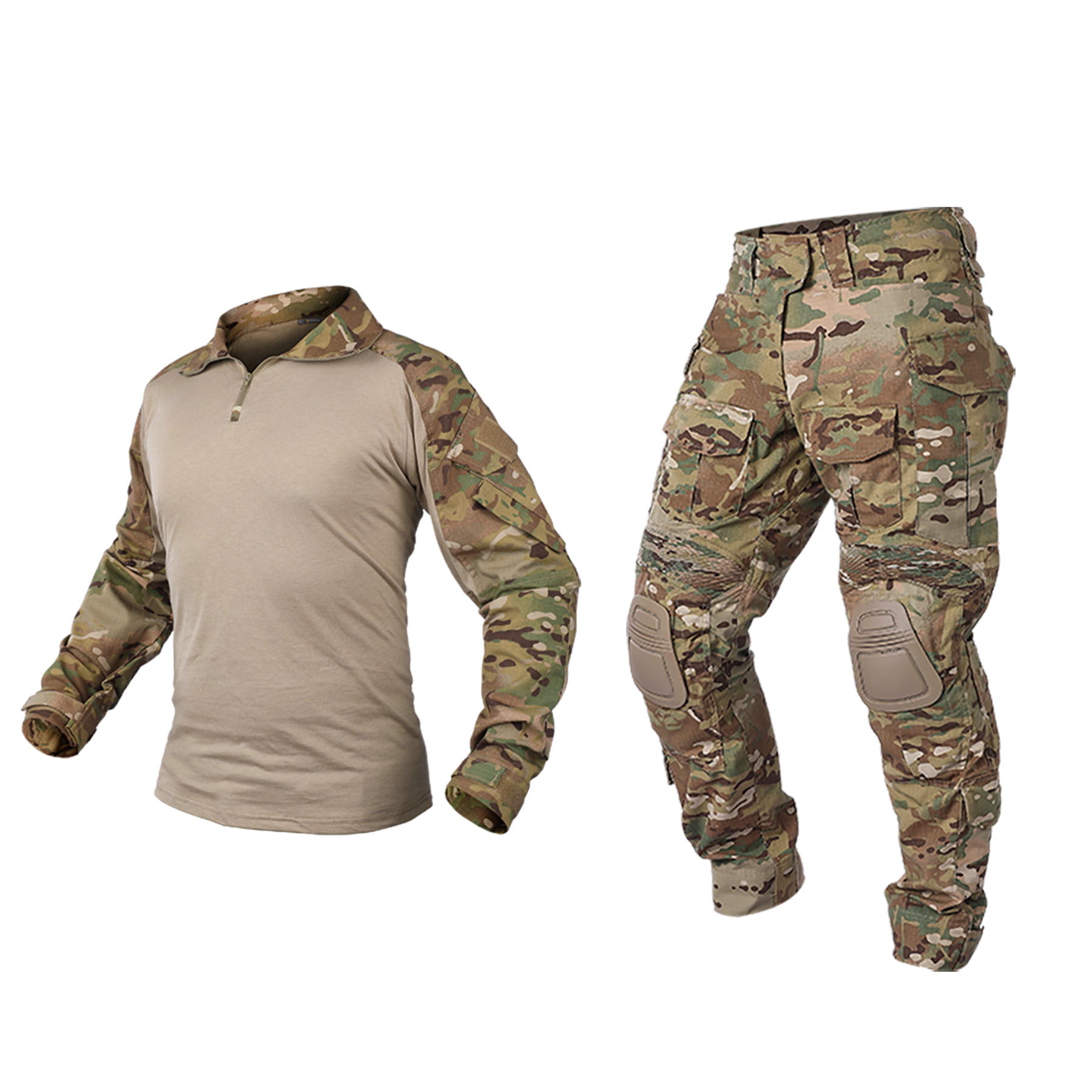 Tactical Men's Zip Pocket Military G3 Combat Shirt Paintball Long Sleeve T-Shirt