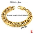 thumbnail image 6 of 8-14mm Chunky Miami Curb Chain Bracelet for Men, 14K Yellow Gold Cuban Link Chain Wristband Classic Punk Heavy Male Jewelry, 6 of 7