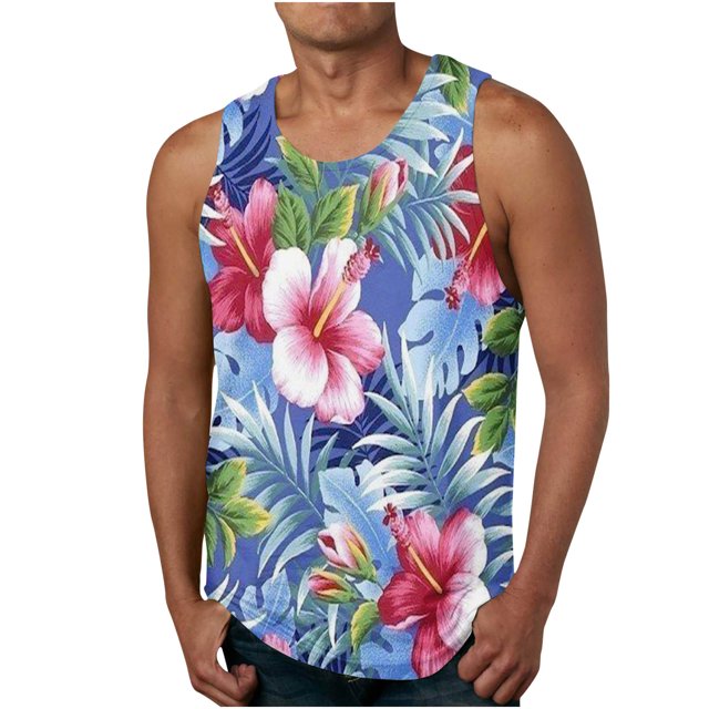 LSLJS Débardeur Homme Hawaïen Imprimé 3D Sans Positionnement T-shirt Sans Manches Décontracté Sport