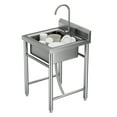 thumbnail image 5 of Anvazise Stainless Steel Utility Sink Outdoor Sink Freestanding Commercial Kitchen Single Bowl Sink (Silver), 5 of 13