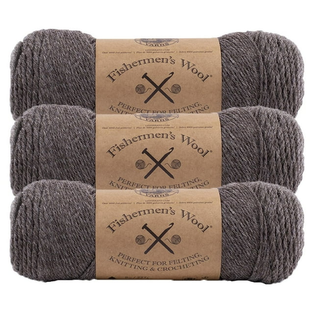 Lion Brand Fishermen's Wool Yarn #4 Medium/Worsted Wool Yarn 227g / 425m 3-Pack