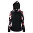 thumbnail image 3 of Sudadera con capucha para mujer, estampado floral, manga larga, bolsillo, suéter con capucha, top, negro, S Methold AP000831-09, 3 of 7