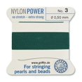 thumbnail image 3 of Griffin Nylon Bead Cord Perlseide – Green Color – Size 3 (0.50mm) – 2 Meters per Card – Stainless Steel Needle Attached – for Knotting Pearls, Gemstones, Crystals and Beads, 3 of 5