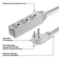thumbnail image 3 of Staples TECH 15' Extension Cord 3-Outlet 16 AWG Gray 2/Pack (ST62347), 3 of 5