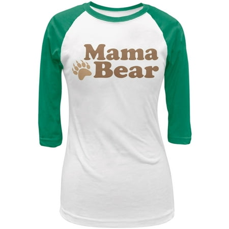 Mothers Day - Mama Bear White/Kelly Green Juniors 3/4 Raglan T-Shirt