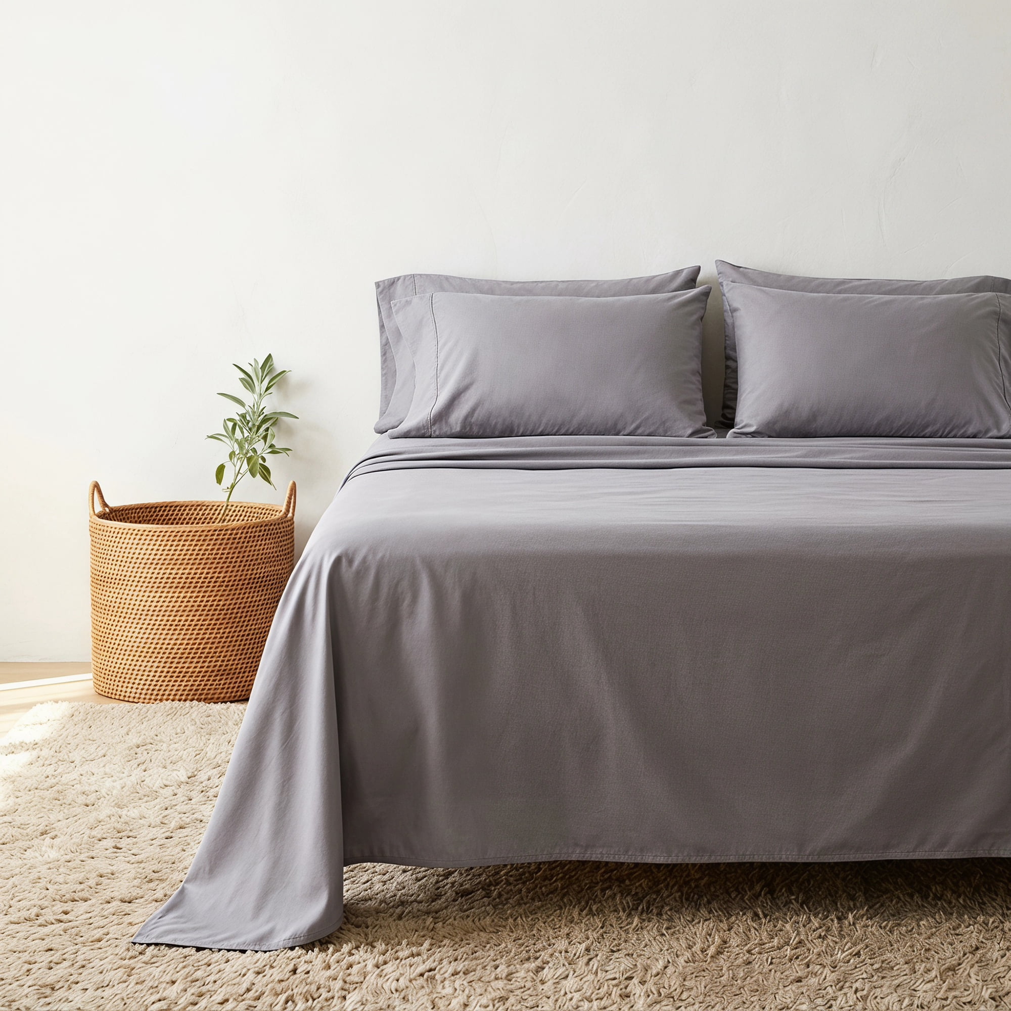 Unique Bargains Microfiber Ice Bed Sheet Flat Sheet Bedding for Bedroom Light Gray 91"x96"