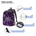 thumbnail image 3 of Disketp Snowflake Gradient Purple print Canvas Backpack Lightweight Travel Daypack Student Rucksack Laptop Backpack-Medium, 3 of 5