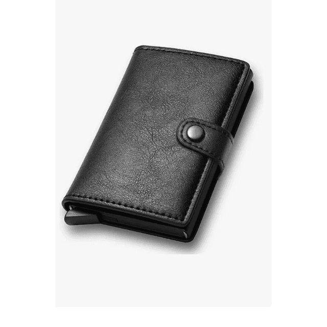 Billetera De Piel Para Hombre Con 6 Ranuras Con Bloqueo Rfid