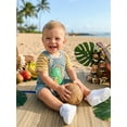 thumbnail image 6 of BemeyourBBs Newborn Baby Summer Clothes Infant Baby Boys Dinosaur Elephant Outfit Casual Loose Striped Short Sleeve T Shirt Tops and Animal Embroidered Overalls Jumpsuit Suspender Pants Set, 6 of 9