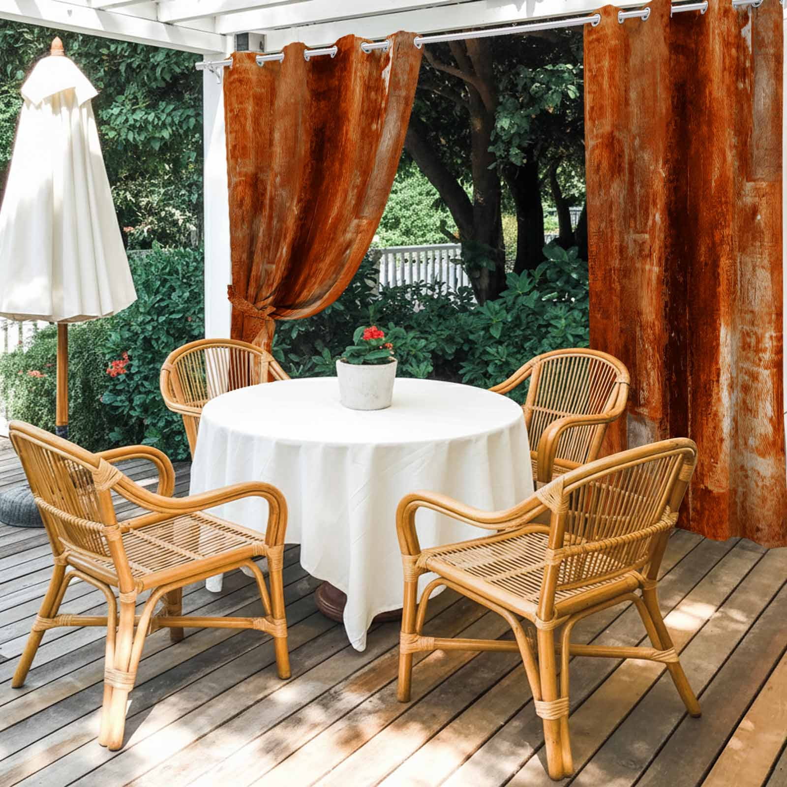 Burnt Orange Outdoor Curtains for Patio Waterproof,Windproof Privacy Curtains with Weighted Bottom,Retro Oil Painting Modern Abstract Art Aesthetics Outside Drapes for Picnic Garage 54"x108" 2 Panel