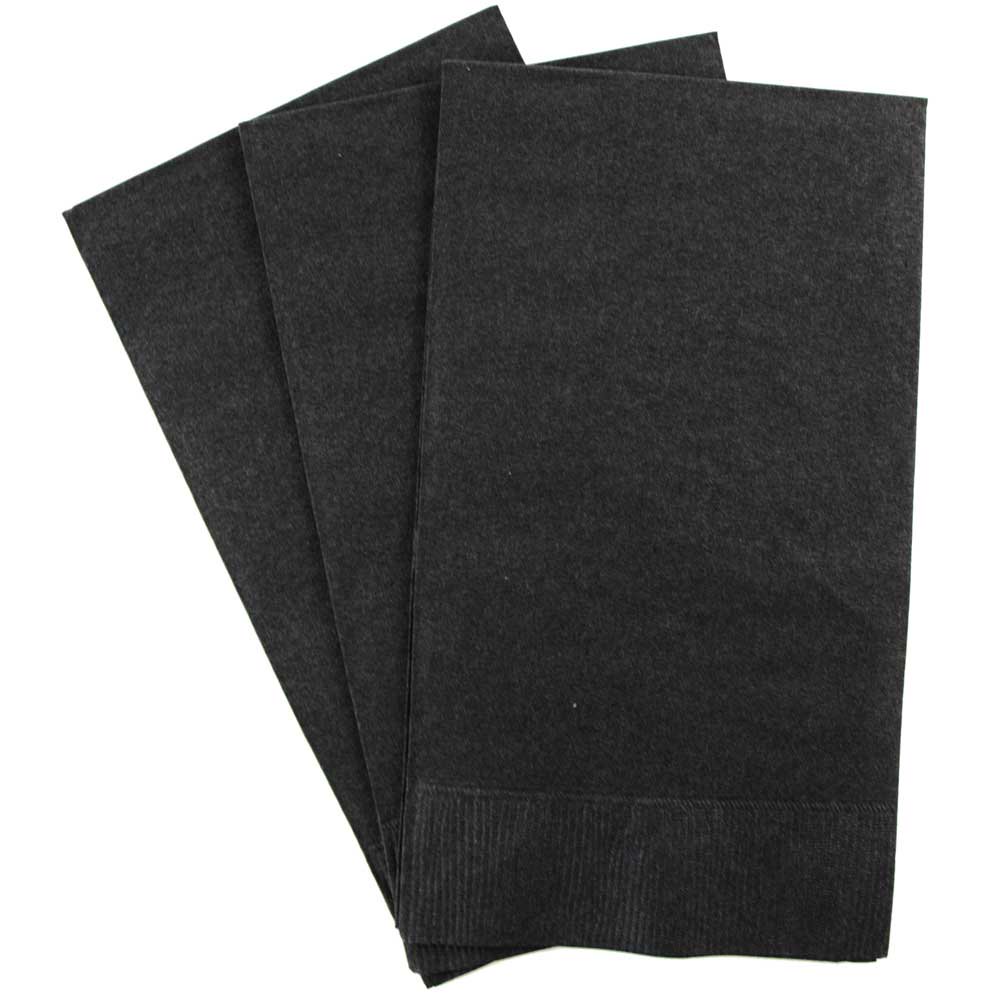 JAM Paper Rectangular Party Napkins / Guest Towels, 8" x 4 1/2", Black