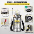 thumbnail image 6 of 1.5Gal Stainless Steel Sprayer Set with 16" Wand, Handle, 3.3FT Reinforced Hose, Pressure Gauge, Safety Valve & Adjustable Nozzle  For Gardening & Sanitizing, 6 of 7