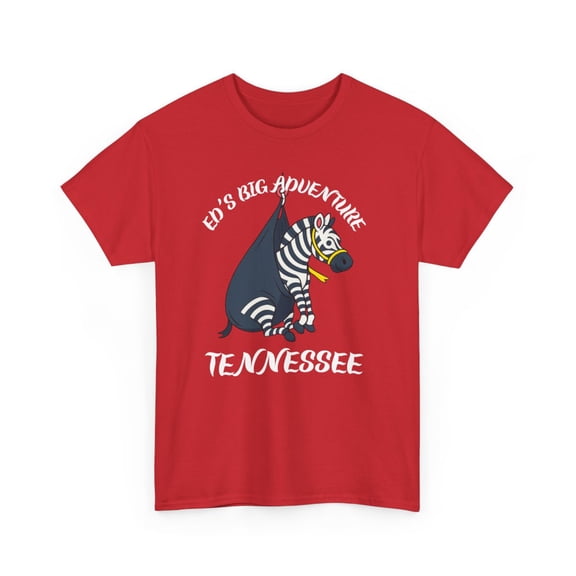 2025 Ed's Big Adventure Tennessee Zebra Cartoon Unisex Heavy Cotton Tee-KAzebra5001-Cardinal Red-S