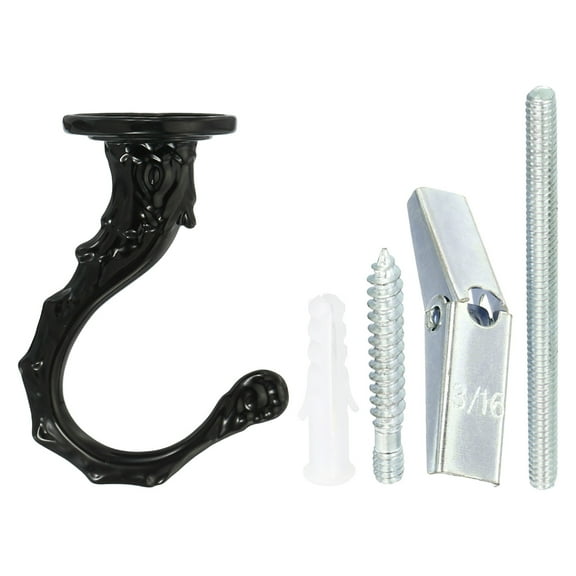 Uxcell 2.6" x 1.2" Ceiling Hook, Ceiling Orchid Swag Hooks with Mounting Hardware, Black