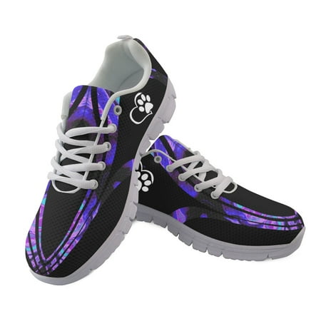 

Summer Purple Ladies Lace Up Sport Running Shoes For Women Sneakers 2023 Woman Casual Shoes Dog Paw Pattern0 Mesh Womens Flats