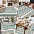 thumbnail image 5 of Light Blue Striped Area Rugs 6'x9', Washable Small Throw Rugs for Kitchen Dining room, Farmhouse Thin Line Modern Abstract Art Indoor Outdoor Rug Non-Slip Low Pile Carpet Runner Reversible Floor Mats, 5 of 8