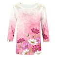 thumbnail image 4 of Wycnly Womens Shirts Fashion Loose Lightweight Comfort Pullover Tee Tops Summer 3/4 Sleeve Crewneck Ladies Butterfly Print Tops and Blouses Pink XXL, 4 of 5
