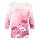 thumbnail image 4 of ICHUANYI Clearance Women's Fashion Printing Loose T-shirt Mid-length 3/4 Sleeves Blouse Round Neck Casual Tops(Pink, L) ICHUANYI WER2023080901403, 4 of 5