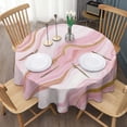 thumbnail image 3 of Pink Marble Gold Line Pattern Round Tablecloth 60"x60",Wrinkle Wipeable Table Cloth for Kitchen Dining Room Picnic Patio Party, 3 of 6