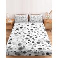 thumbnail image 2 of Full Size Fitted Sheet Set - Grey Polka Dot 3 Piece Bedding Sets 16" Deep Pocket Fitted Sheet with 2 Pillowcases Modern Art Abstract Watercolor Dot Brushed Microfiber Hotel Luxury Bed Sheets, 2 of 9