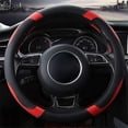 thumbnail image 2 of Universal Heavy Duty Genuine Leather Steering Wheel Cover 37-38cm/15inch Non-slip Steering Wheel Cover Red Steering Wheel Protector, 2 of 5