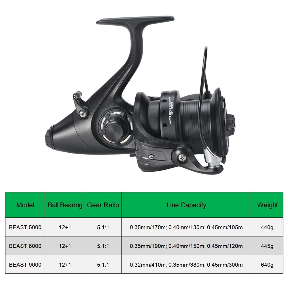 12+1 Ball Bearing Spinning Fishing Reel with Front and Rear Drag