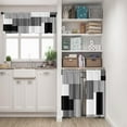 thumbnail image 2 of Black White Gray Kitchen Window Curtains Valance and Tier Set 36 Inch, Dark Grey Modern Geometric Rod Pocket Short Tier Curtain for Bathroom, Small Cafe Drapes for Kitchen Decor, 2 of 7