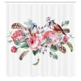 thumbnail image 3 of Ambesonne Flowers Shower Curtain, Vintage Roses Birds, 69"Wx84"L, Coral and Reseda Green, 3 of 5