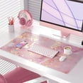 thumbnail image 4 of Large Mouse Pad, Cute Pink Desk Mat for Desktop, Women Girls PU Leather Waterproof Gaming, Rose Gold Marble Computer PC Laptop Protector Writing Pads for School Office Home 31.5" x 15.7", 4 of 6