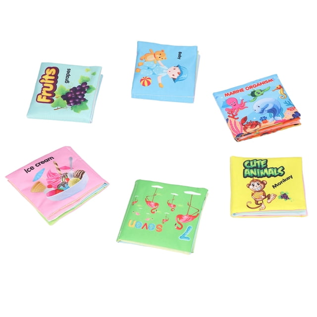 Baby Bath Books Waterproof, Baby Cloth Books Washable Interesting Lightweight Tear Resistant 6Pcs For Early Education For Toddler