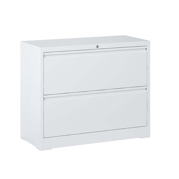 Xukmct Lateral File Cabinet with Lock, Lockable File Cabinet for Home Office, 2 Drawer Locking Metal File Cabinet for Letter/A4/F4 Size, White