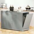 thumbnail image 5 of Pirecart 53" Kitchen Island with Trash Can Storage, Kitchen Island Storage with Drawer, Open Shelves, Gray, 5 of 9