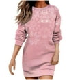 thumbnail image 2 of Tponi Christmas Dresses Sweater Regular Crew Neck Tab Long Sleeve Pink Girls Dresses S, 2 of 5