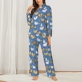 thumbnail image 2 of Pofeuu Chicken Family Print Womens Pajamas Set Long Sleeve Sleepwear Button Down Nightwear Soft Pj Lounge Sets Button Down Pajamas Women-X-Large, 2 of 7