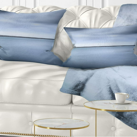 Designart 12" x 20" Blue Polyester Throw Pillow