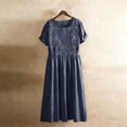 thumbnail image 4 of TIHLMK Women's Vintage-style Floral Embroidered Pocket Bohemian Dresses Short Sleeve Crew Neck Summer Dresses, 4 of 8