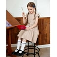 thumbnail image 4 of Arshiner Toddler Cotton Linen Dress Summer Casual Party Double-Ruffle Sleeves Dresses, 4 of 6