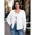 thumbnail image 4 of Cueply Plus Size Cardigan for Women Open Front Button V-Neck Long Sleeve Ribbed Wave Edges Lightweight Sweaters, 4 of 9