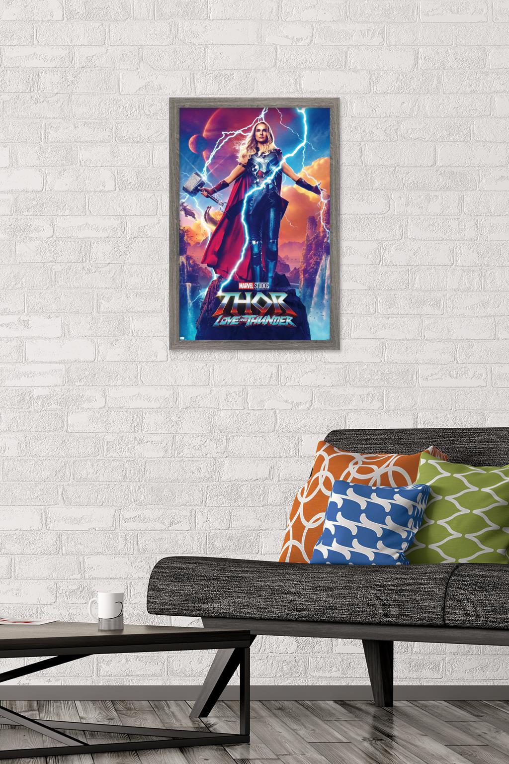Marvel Thor: Love and Thunder - Jane Foster One Sheet Wall Poster, 14.725" x 22.375" Framed