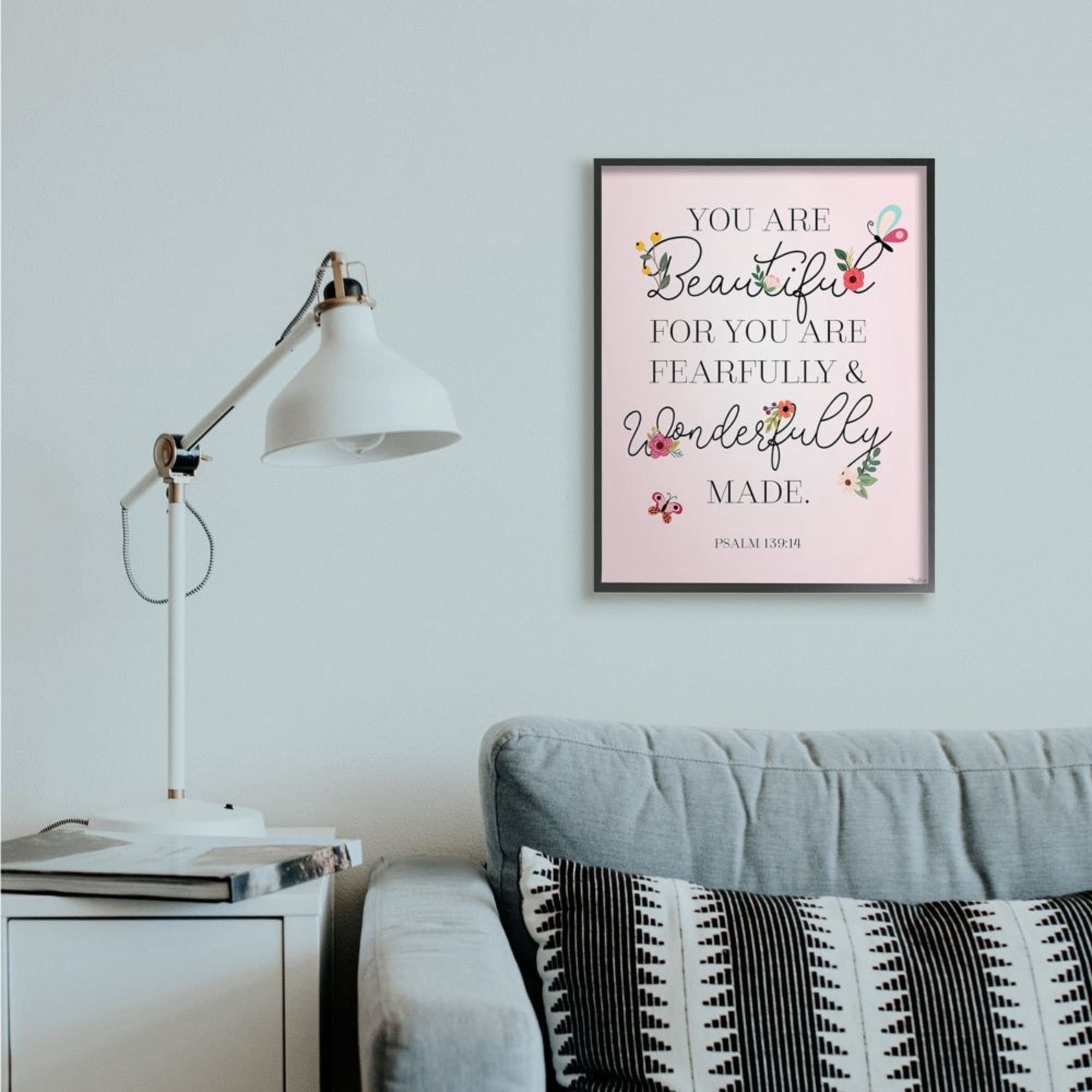 Stupell Industries Wonderfully Made Faith Based Psalm Floral Pink Design by Gigi Louise