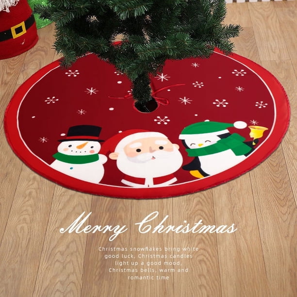 RV 4 piezas 2022 nuevo vestido de árbol de Navidad cuatro piezas de diferentes impresiones creativas y exquisitas decoración de base de árbol impresa suministros de Navidad decoración diámetro 60 cm oso de fresa Electrónica