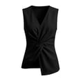 thumbnail image 5 of VBVC Women's Cotton Linen Twist Front Tank Top , Ladies' Deep V Neck Loose Fit Blouse , Summer Casual Vacation Sleeveless Shirt For Women,Black,S-2XL, 5 of 5