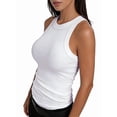 thumbnail image 2 of Women'S Sleeveless Racerback High Neck Casual Basic Ribbed Fitted Tank Top White L, 2 of 6