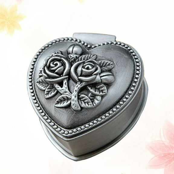 OFFIGAM Small Silver Vintage Trinket Box 1 Pack - Storage Container for Women’s Home Decor and Organization