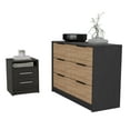 thumbnail image 2 of CoSoTower 2-Piece Bedroom Set, Nightstand and Dresser, Black and Light Oak, 2 of 5