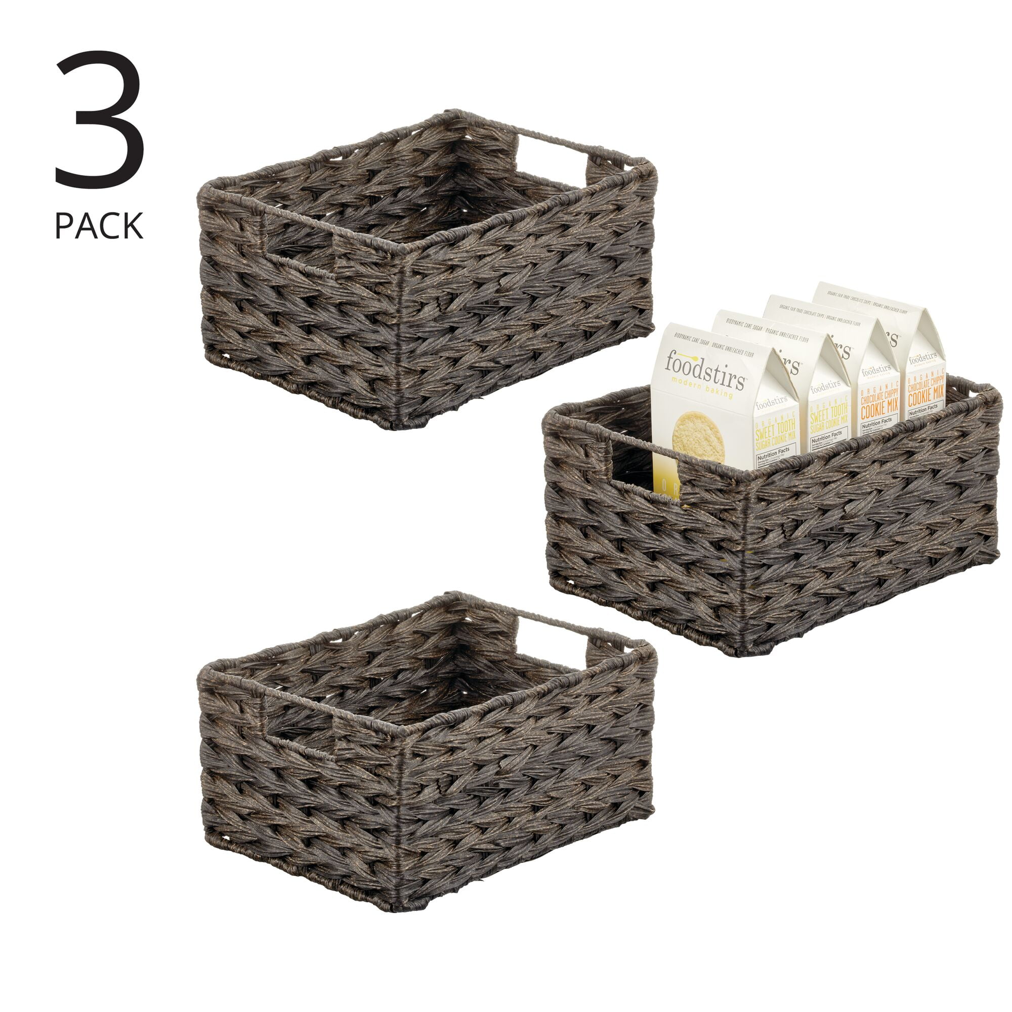 Mdesign Woven Farmhouse Kitchen Pantry Food Storage Basket Box, 6 Pack,  Cream, 12 X 9 X 6 : Target