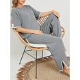 thumbnail image 7 of DAKIMOE Womens Pajamas Sets Short Sleeve Knit Pullover Tops with Wide Leg Pants 2 Piece Soft Lounge Sets for Women Sleepwear Loungewear Pjs Travel Comfy Trendy Clothes S to XL, Gray, XL, 7 of 7