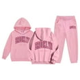 thumbnail image 2 of Toddler Girls Outfits Sets Boys Long Sleeve Solid Warm Hoodie Pullover Tops Pants Kids Sweat Suit Fall Girls Clothing Sets Pink Size 3-4T, 2 of 7