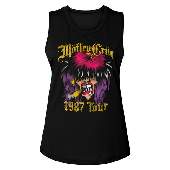 Motley Crue Spraypaint Tour Black Ladies Muscle Tank L
